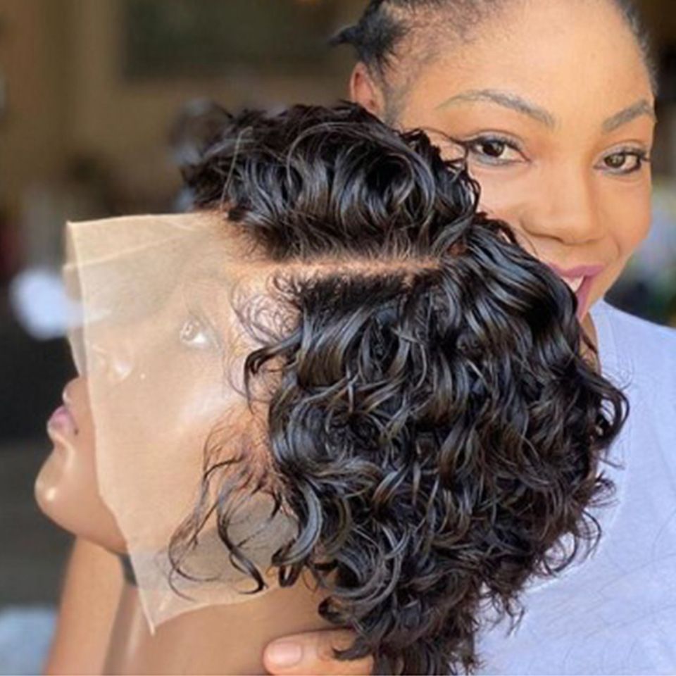 Curly pixie cut frontal wigs human hair 13*4 Lace Frontal Wig real human hair wig