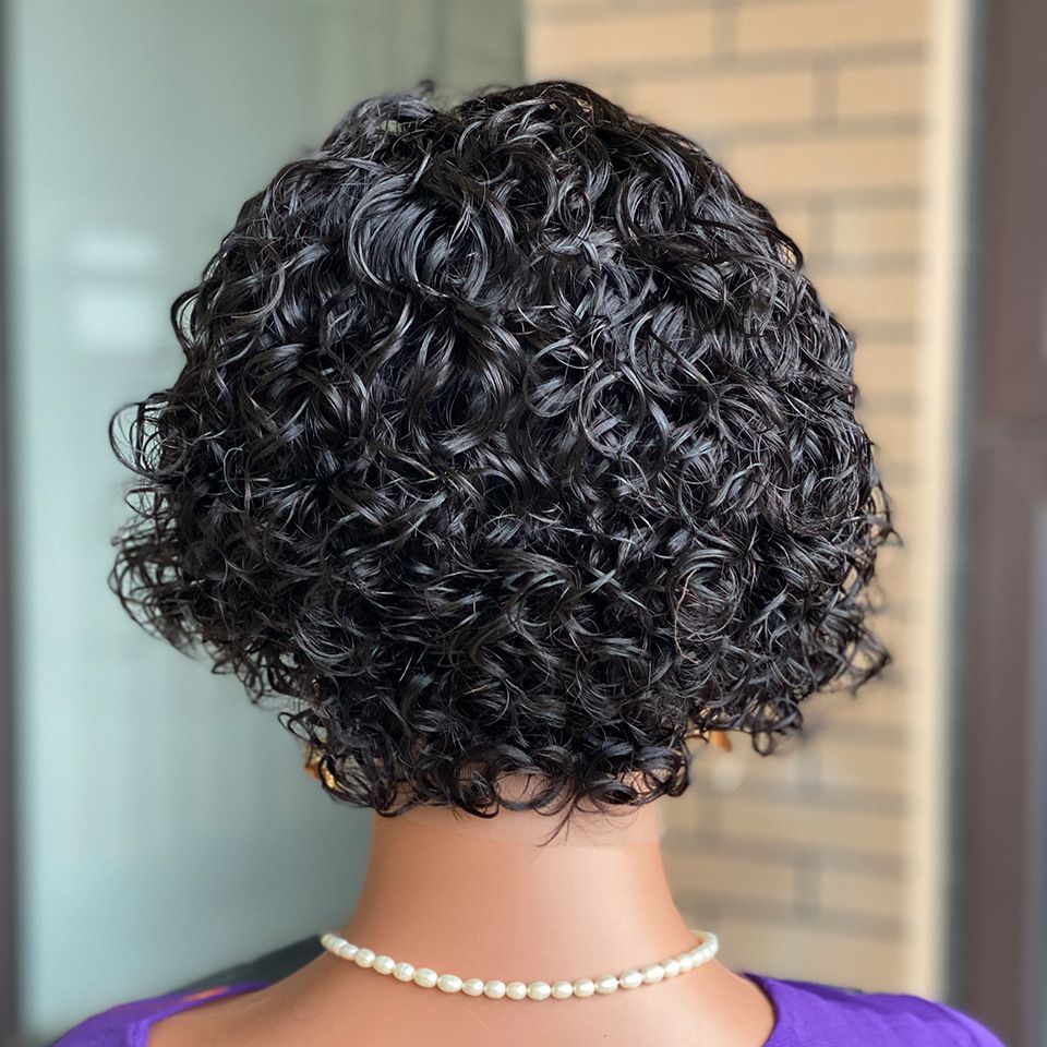 Curly pixie cut frontal wigs human hair 13*4 Lace Frontal Wig real human hair wig