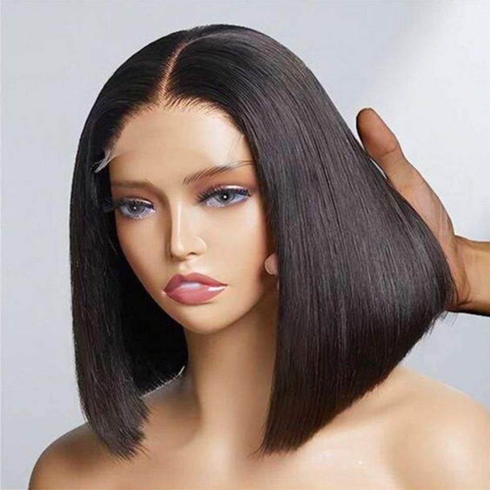 5*5 Lace Frontal Wig 10" Bone Straight Human Hair Bob Wigs 100% Remy Human Hair Wig