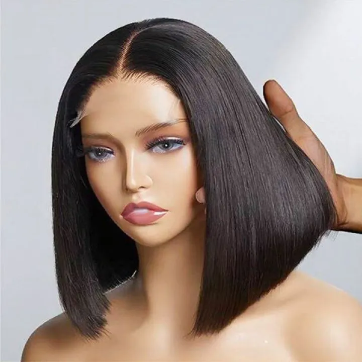 5*5 Lace Frontal Wig 10" Bone Straight Human Hair Bob Wigs 100% Remy Human Hair Wig