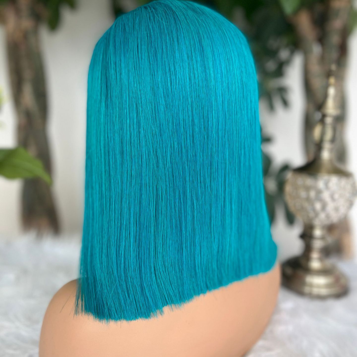 13*4 Lace Frontal Wig 100% Human Hair Bob Wig 8"10"12"14"16" Blue Color Human Hair Wig