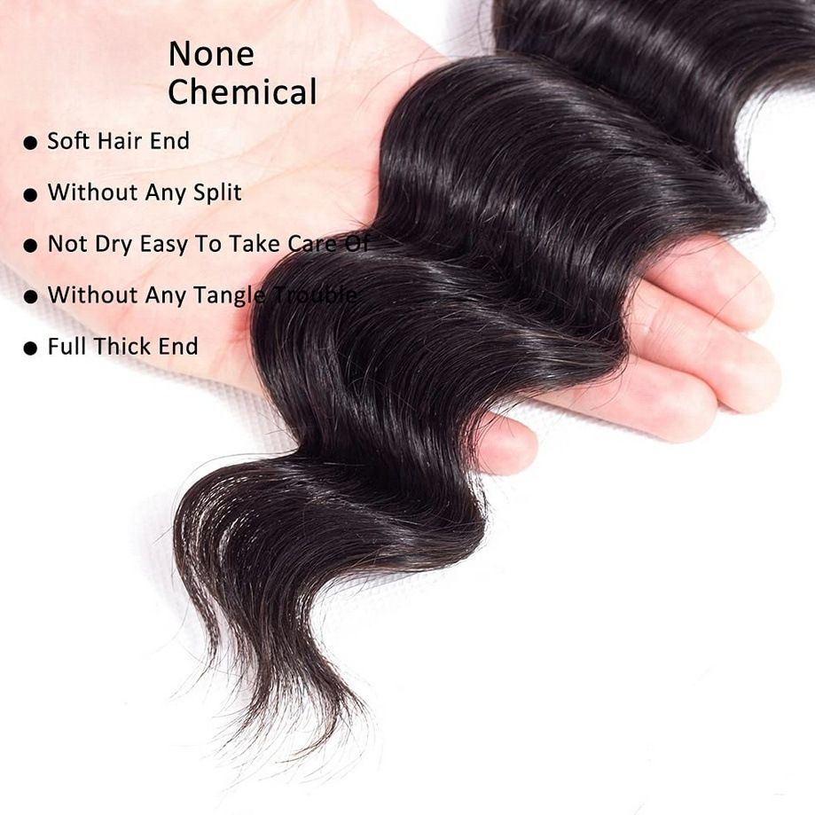 10A Human Hair Bundle Deep Wave Natural Black Color
