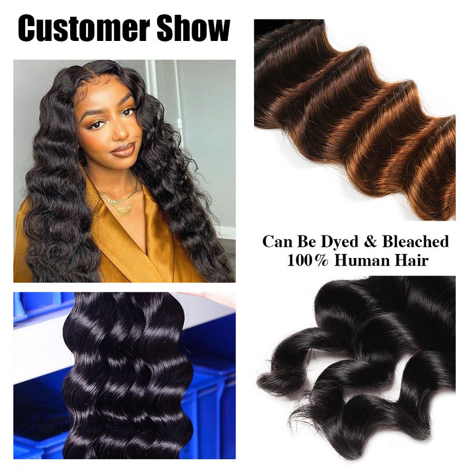10A Human Hair Bundle Deep Wave Natural Black Color