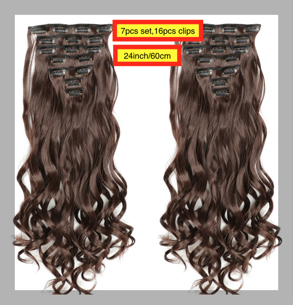 26" Synthetic clip ins hair extension 16pcs clips 7 pcs set hair extensions curly wave clip hair extension