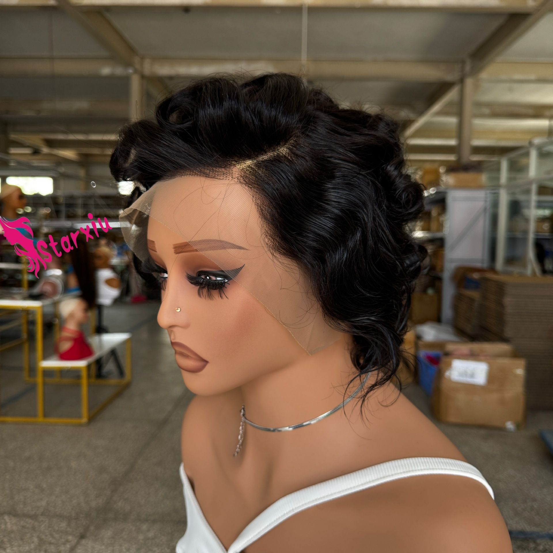 13*4 Lace Frontal 100% Human Hair Wig Africa Short Curly Wig Pixie Cut Short wigs Elf Wig Headsets Wig Short Rolls