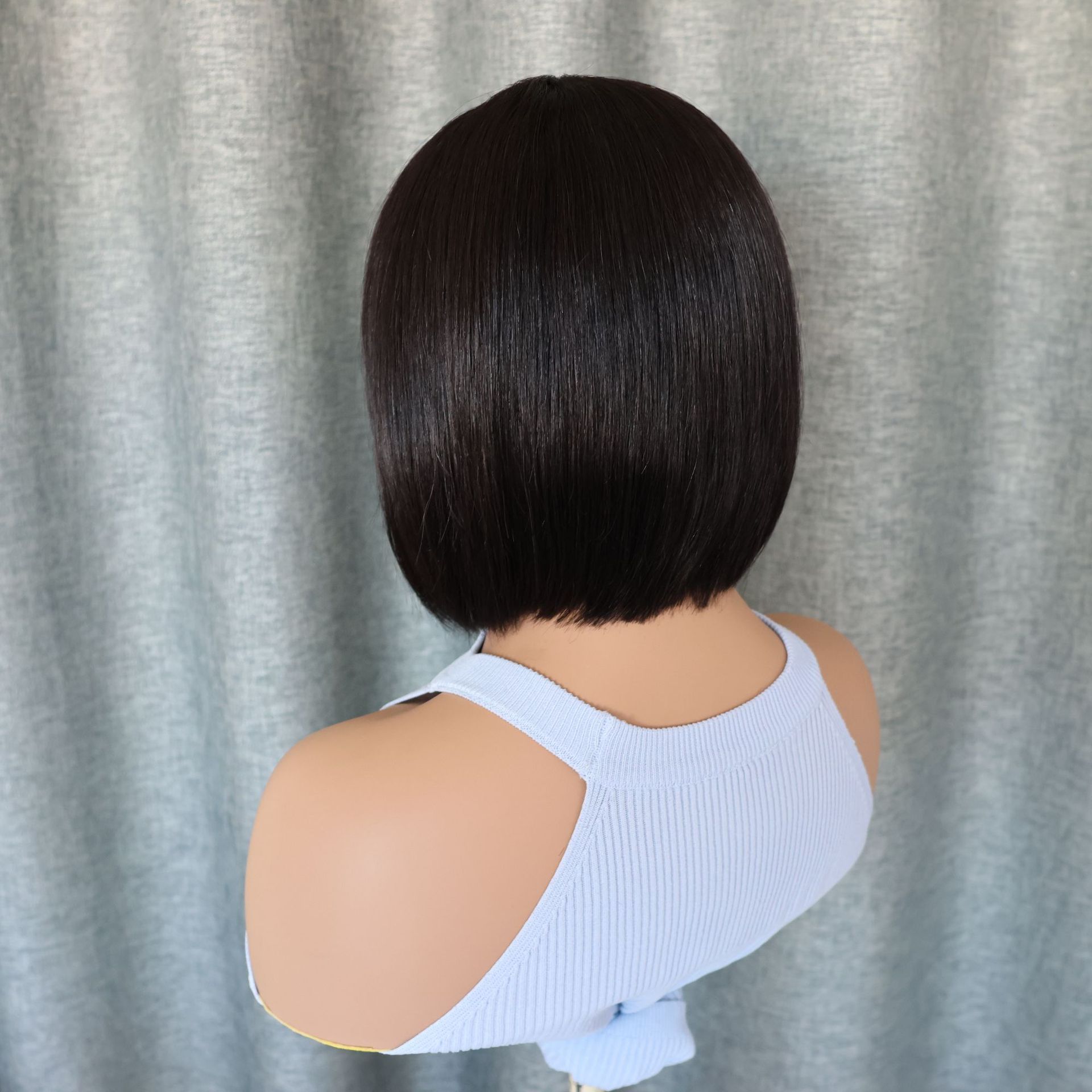 8“,12"  human hair bob wig short straight wig black color thick hair wig