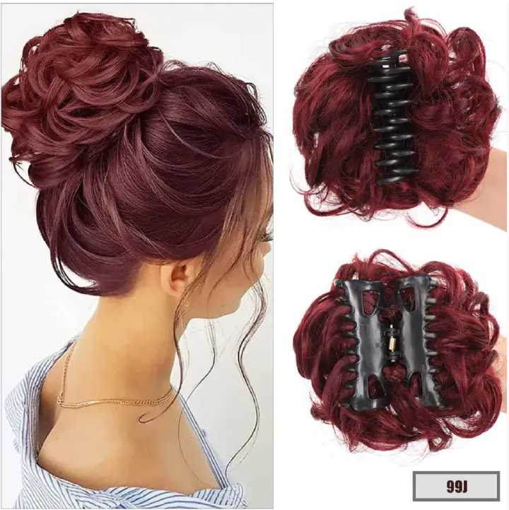 Sythentic hair Wig headband headwear, flower bud, ball shaped head, simulated hair, messy, fluffy, high temperature silk, grab and clip headband