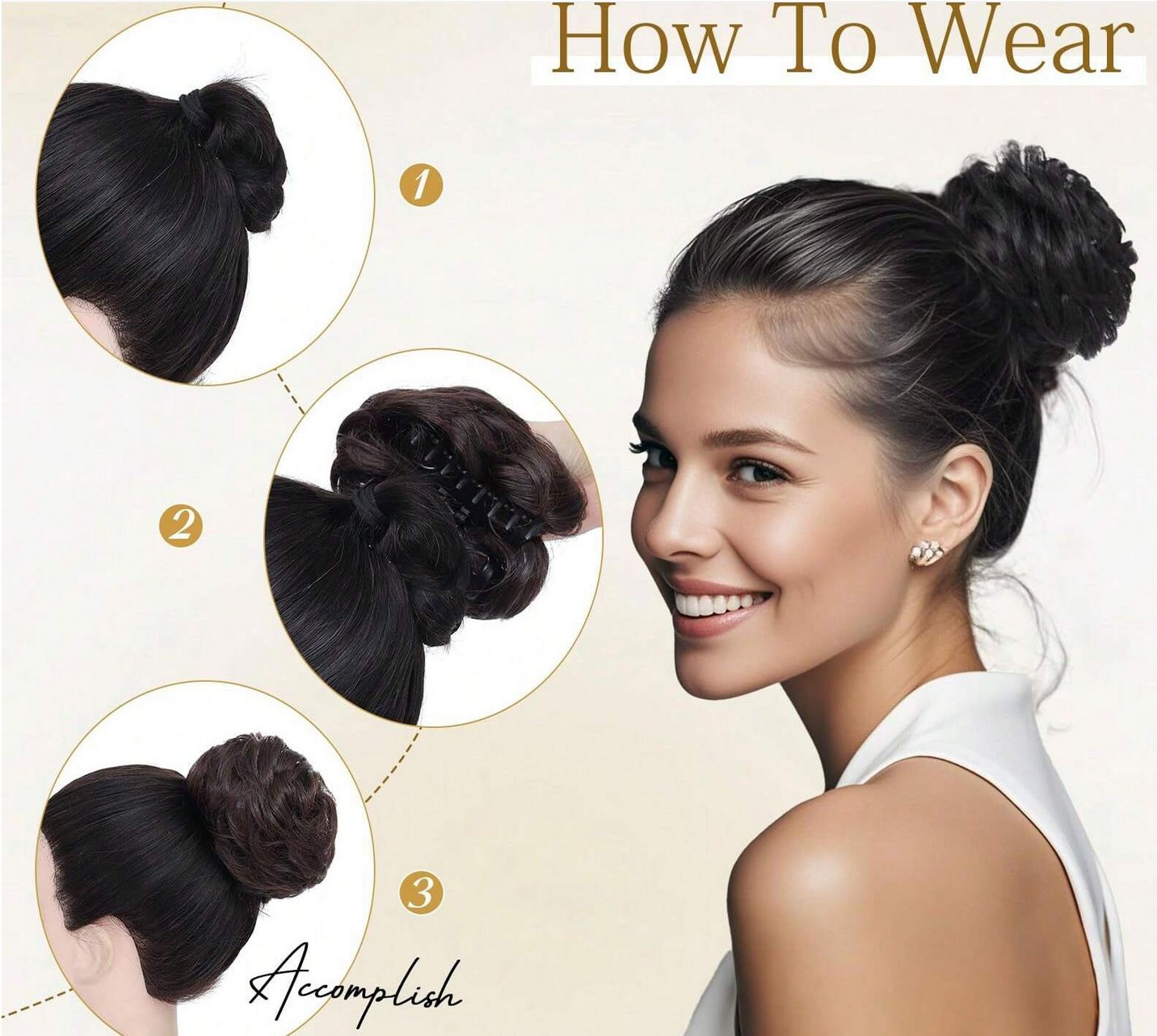 Hot sale synthetic hair extensionHair clip hair tie ponytail bun hair extension curly hair bun