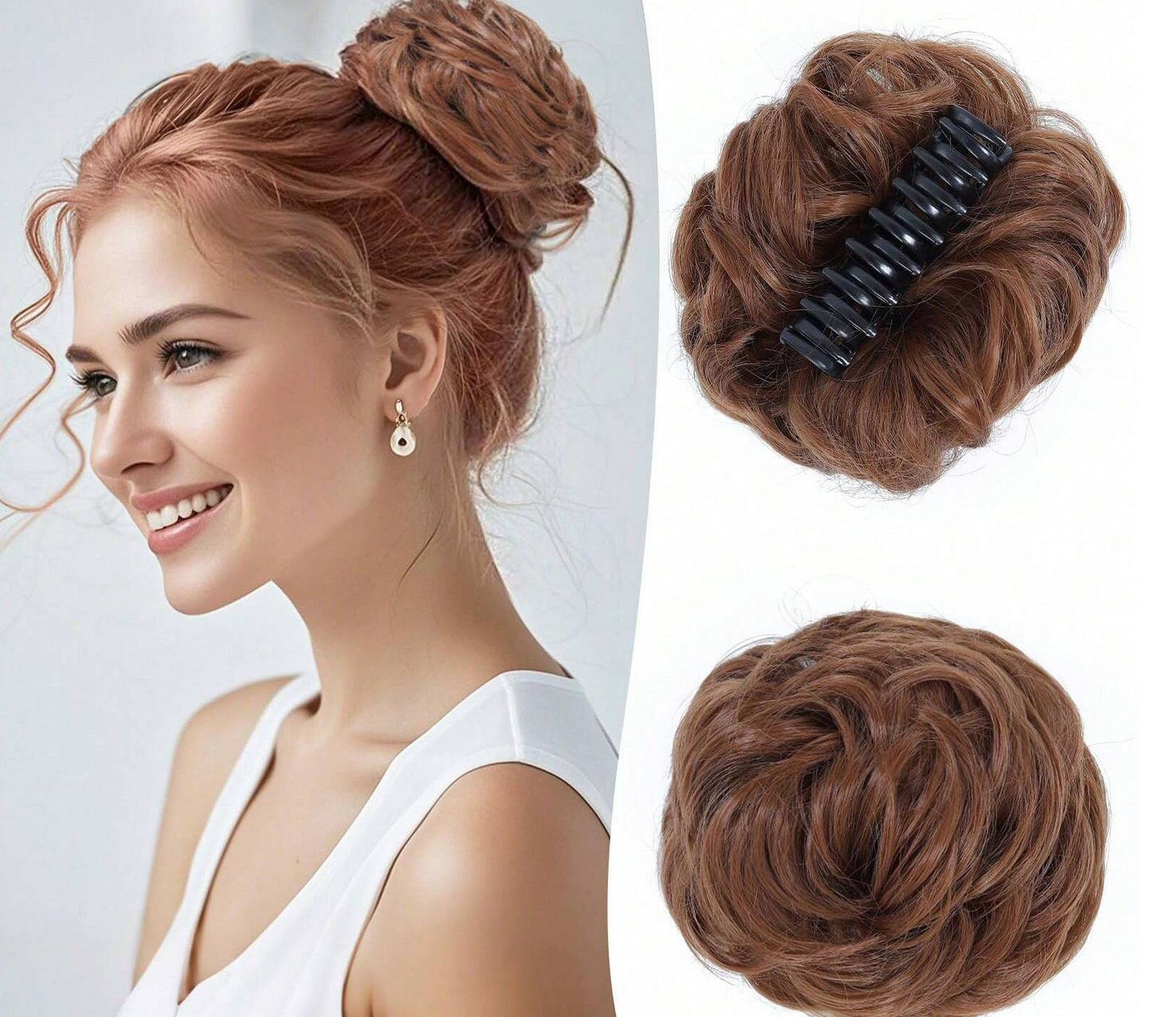 Hot sale synthetic hair extensionHair clip hair tie ponytail bun hair extension curly hair bun