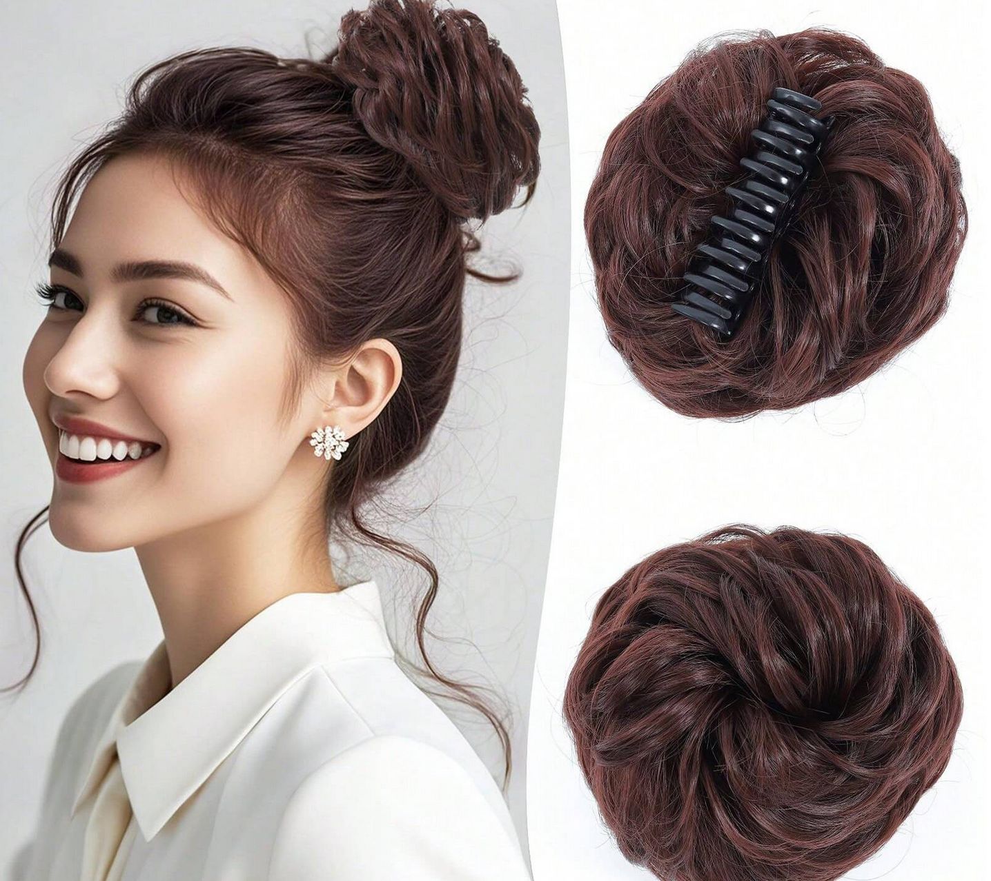 Hot sale synthetic hair extensionHair clip hair tie ponytail bun hair extension curly hair bun