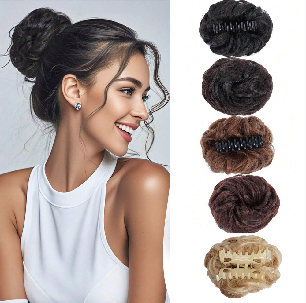 Hot sale synthetic hair extensionHair clip hair tie ponytail bun hair extension curly hair bun