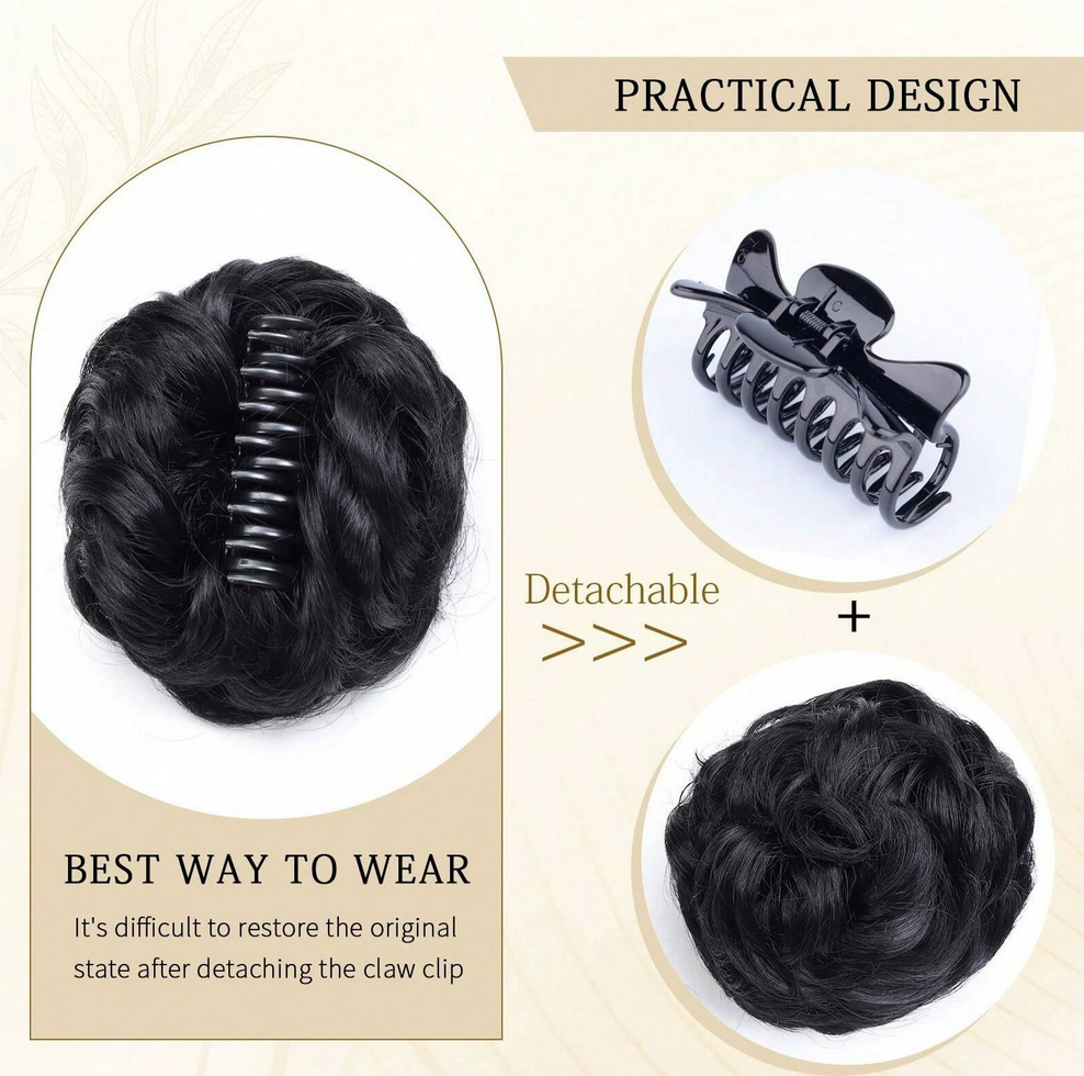 Hot sale synthetic hair extensionHair clip hair tie ponytail bun hair extension curly hair bun