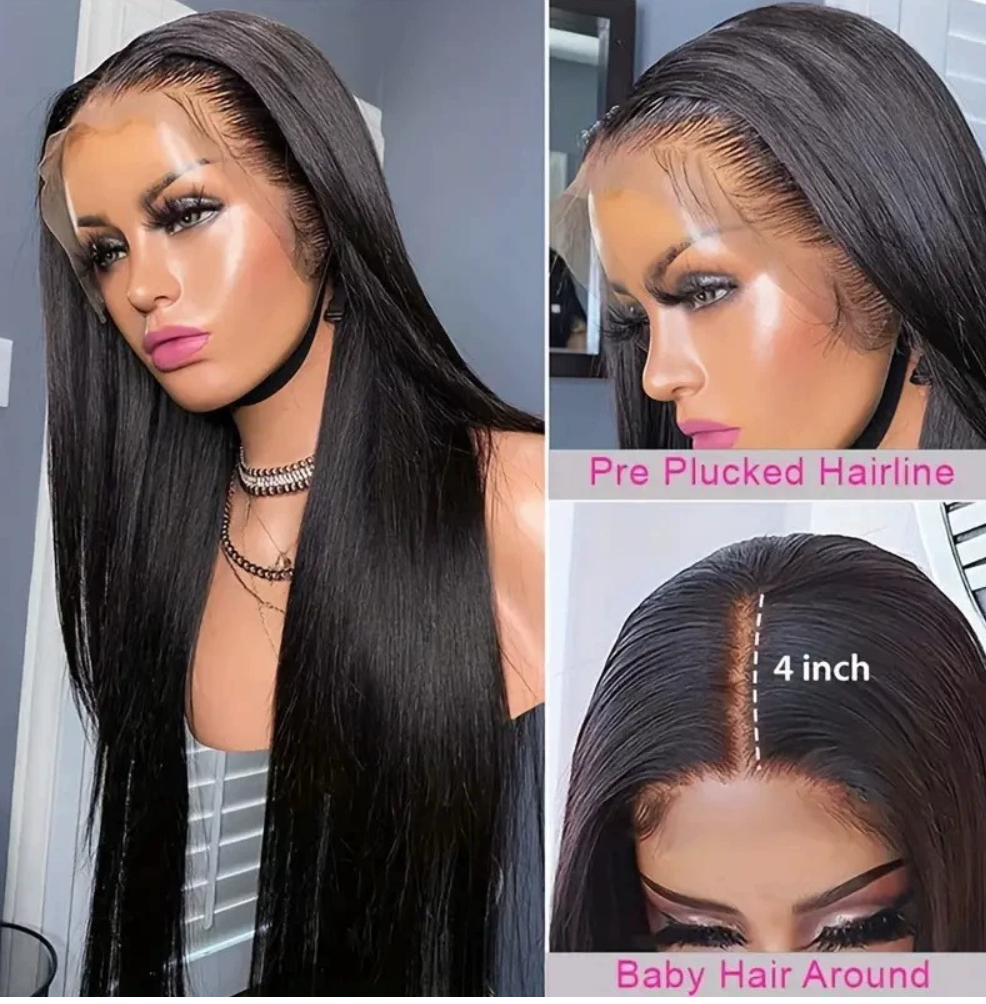 Synthetic hair wig long straight 13*4 lace frontal wig