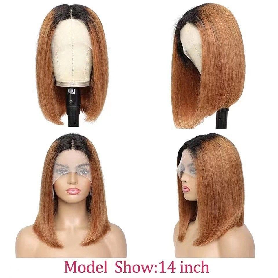 14" Bob wig sythentic hair straight hair wig 13*4 lace lace frontal wig