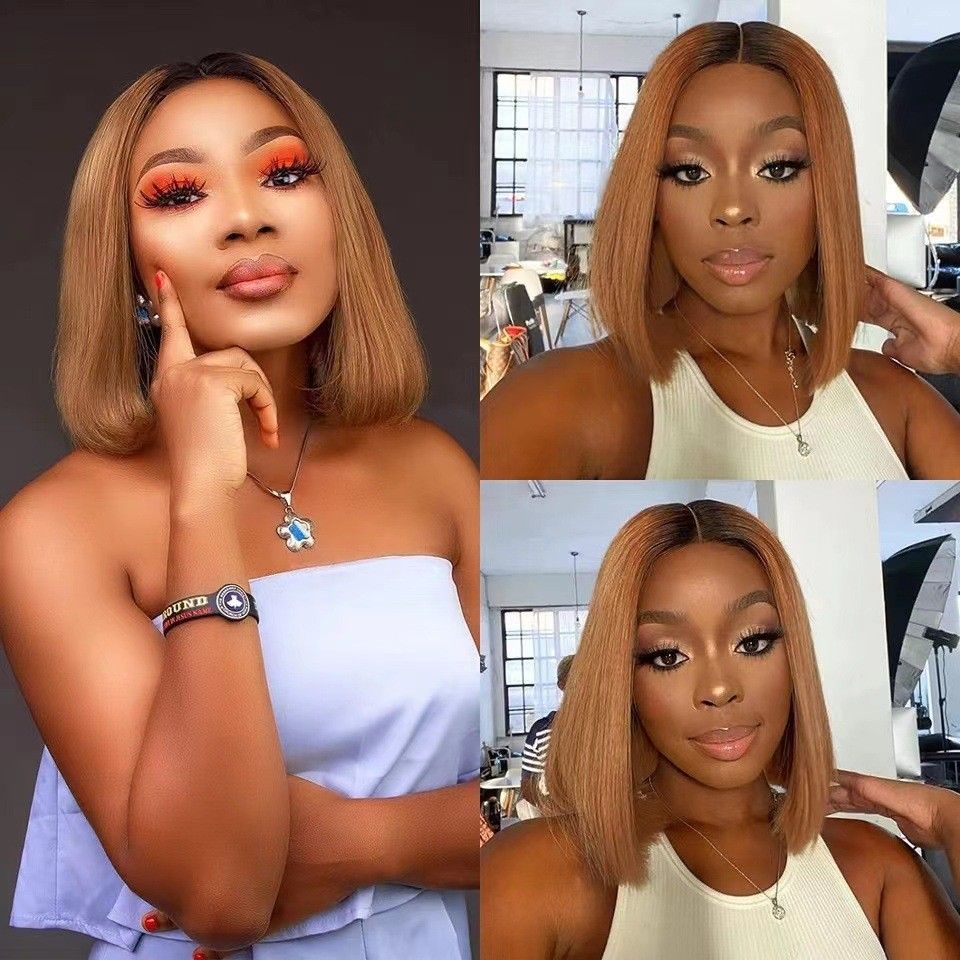 14" Bob wig sythentic hair straight hair wig 13*4 lace lace frontal wig
