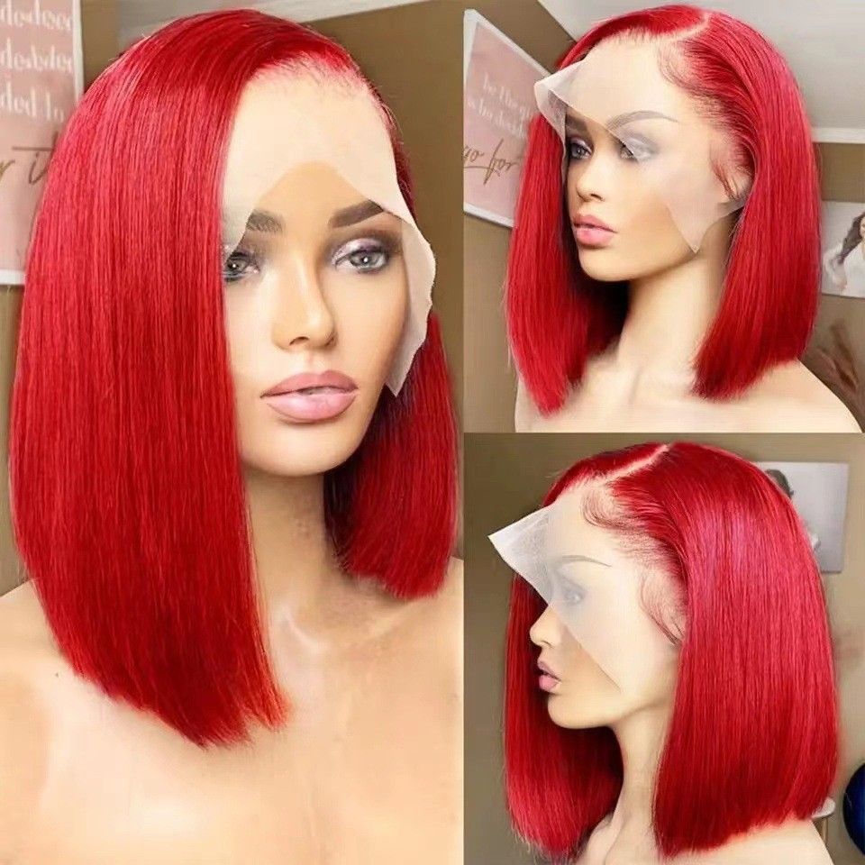 14" Bob wig sythentic hair straight hair wig 13*4 lace lace frontal wig