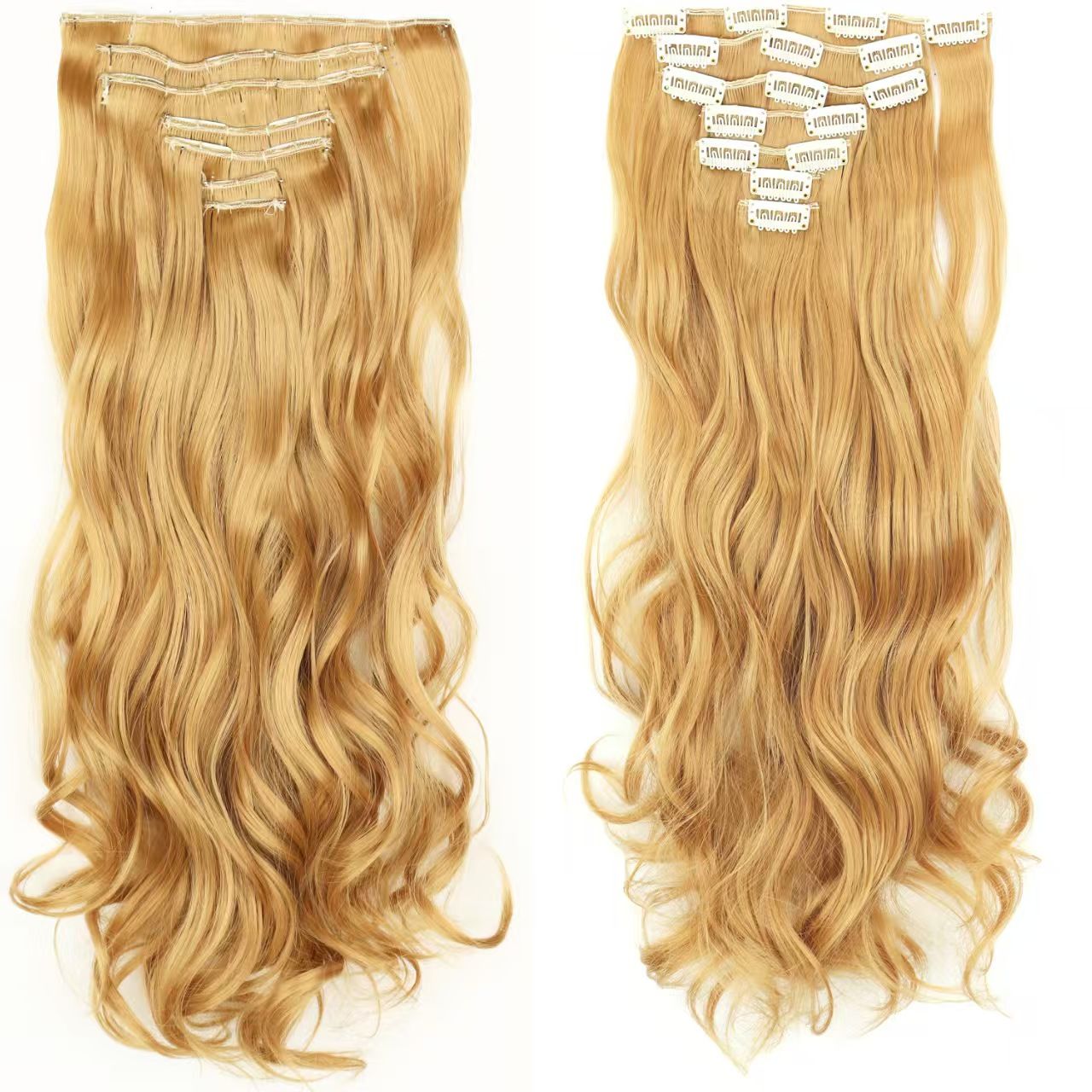 26" Synthetic clip ins hair extension 16pcs clips 7 pcs set hair extensions curly wave clip hair extension