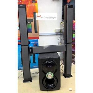 Nobel 55000W PMPO MULTIMEDIA SPEAKER SYSTEM, 5.1CH, DEEP BASS BLAST, 2 TALL BOYS, PREMIUM SOUND QUALITY, ADJUSTABLE SOUND CONTROLS, BLUETOOTH, FM RADIO, HDMI, MP3, SD CARD, AUX, USB, RCA, REMOTE CONTR