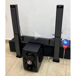 Nobel 55000W PMPO MULTIMEDIA SPEAKER SYSTEM, 5.1CH, DEEP BASS BLAST, 2 TALL BOYS, PREMIUM SOUND QUALITY, ADJUSTABLE SOUND CONTROLS, BLUETOOTH, FM RADIO, HDMI, MP3, SD CARD, AUX, USB, RCA, REMOTE CONTR
