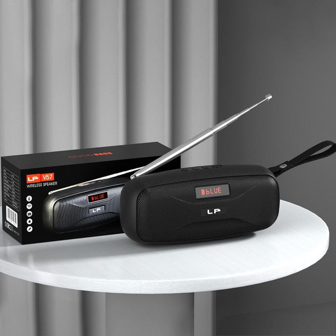Wireless Bluetooth Speaker.LP - V57 Super Bass Radio. FM,USB TF card 3. Support various audio input : TF card , FM Radio , AUX, USB ,Bluetooth