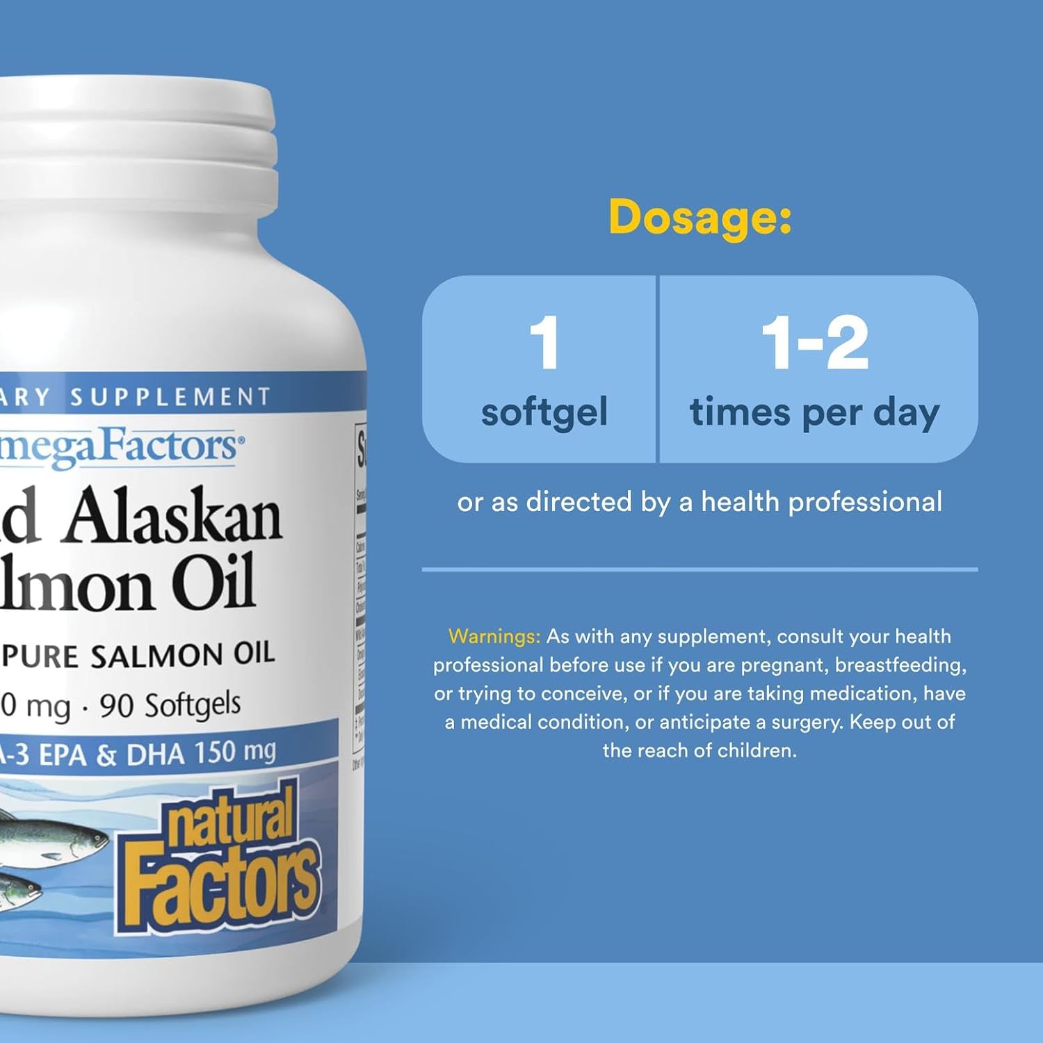 NATURAL FACTORS Wild Alask Salmon Oil, 90-SALMON OIL 1300MG /OMEGA3 263 MG/ EPA 107MG/ DHA 93MG