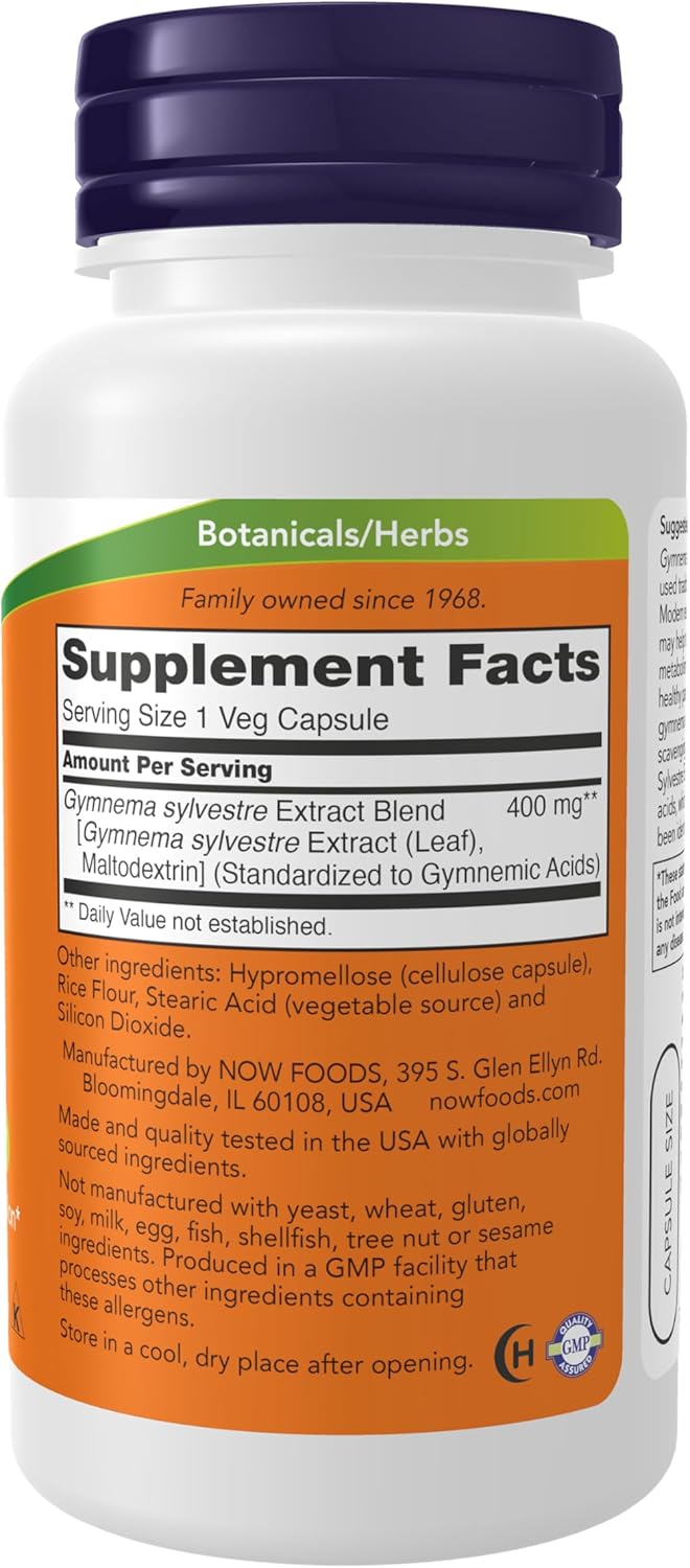 NOW Supplements, Gymnema Sylvestre 400 mg, Supports Glucose Metabolism*, 90 Veg Capsules,-Diabetic-Insulin resistance