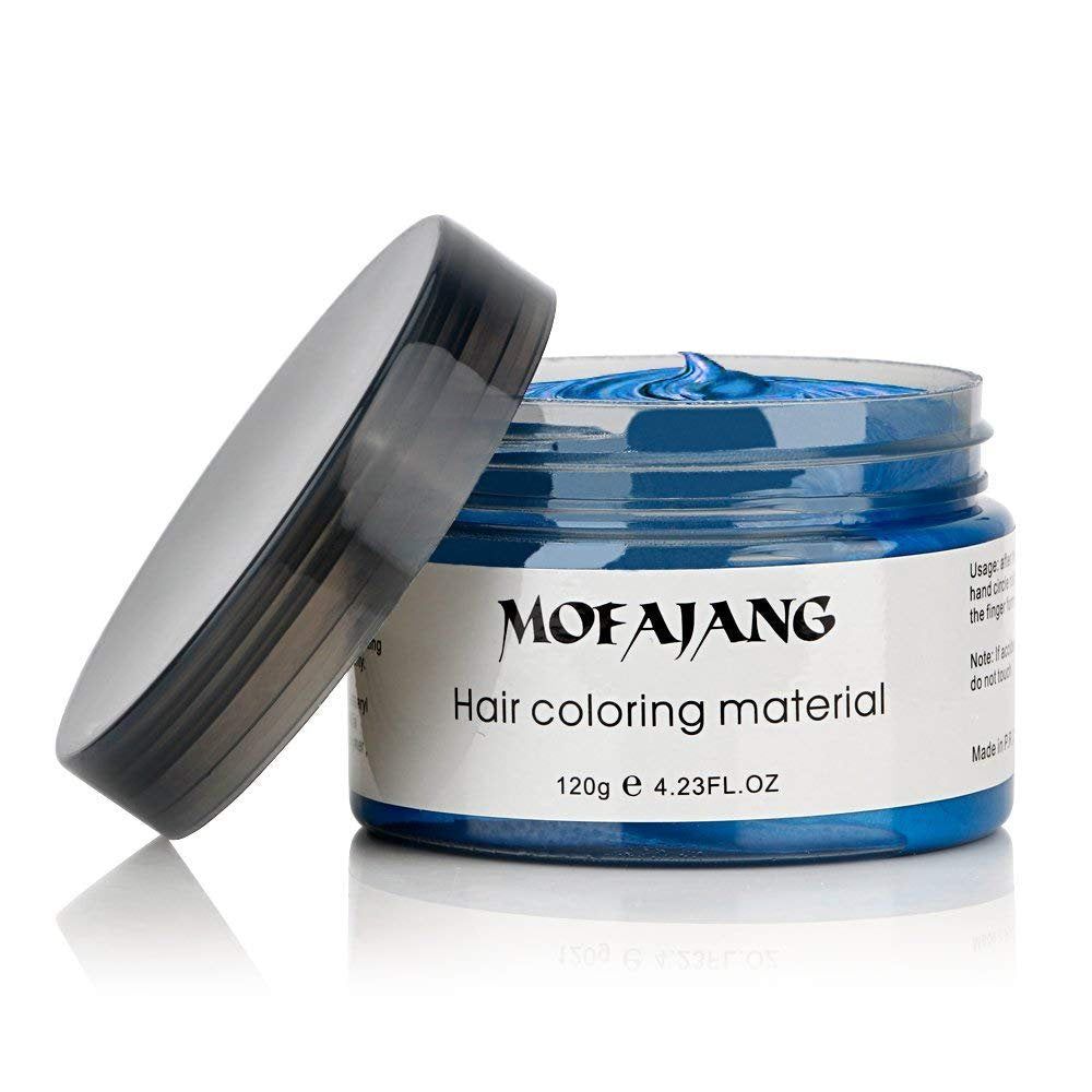 Blue Temporary Hair Color Wax – 120g | Mofajang Temporary Hair Dye for all Hair Types | No Bleach, No Damage on Natural Hair/ Relaxed Hair | Easy Wash Out | Unisex Styling Wax- Natural Hairstyle Cream