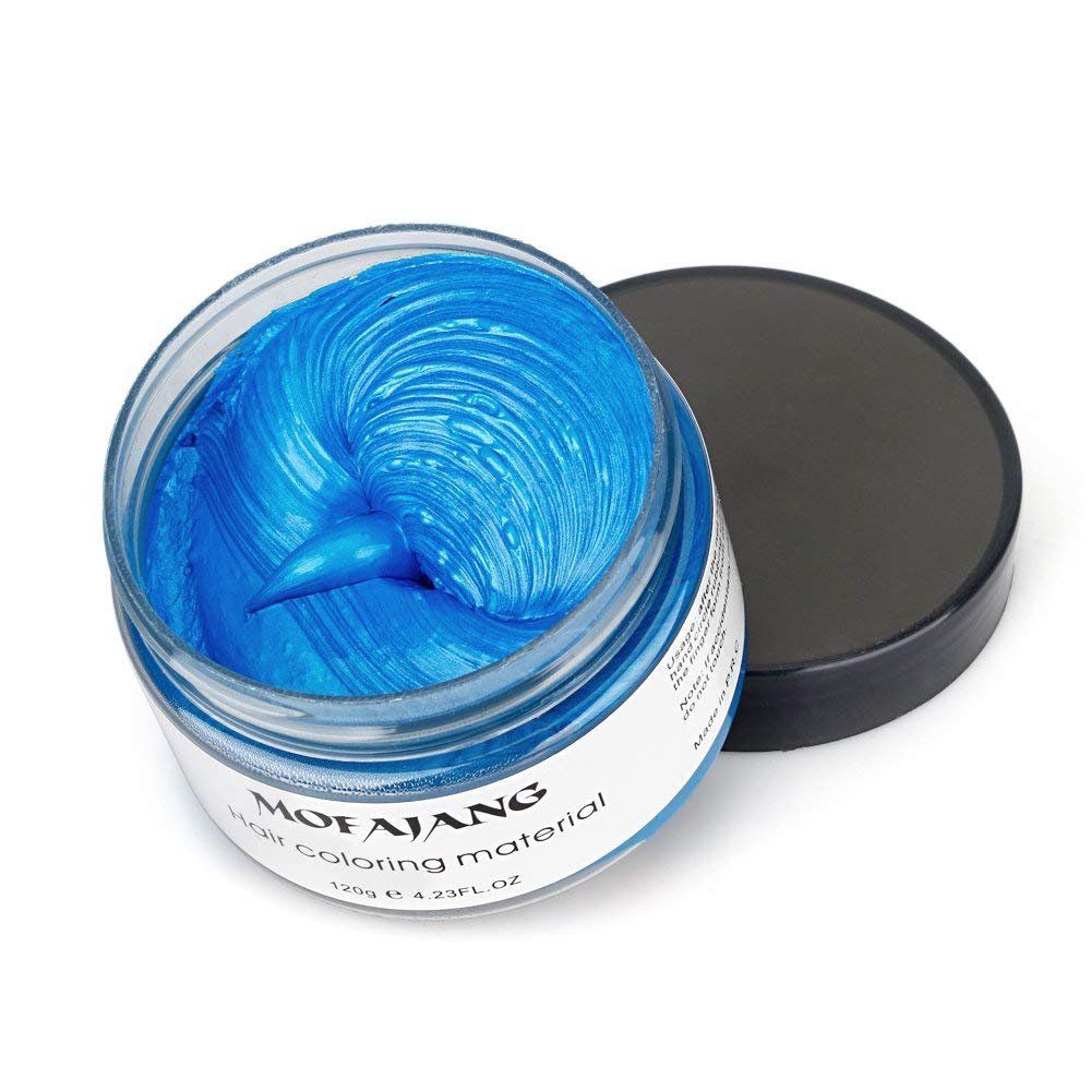 Blue Temporary Hair Color Wax – 120g | Mofajang Temporary Hair Dye for all Hair Types | No Bleach, No Damage on Natural Hair/ Relaxed Hair | Easy Wash Out | Unisex Styling Wax- Natural Hairstyle Cream