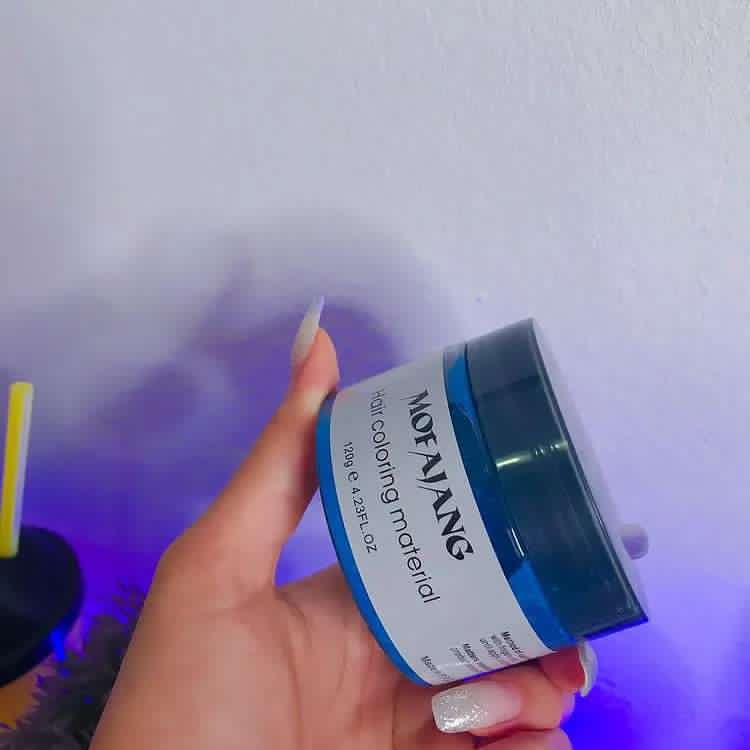 Blue Temporary Hair Color Wax – 120g | Mofajang Temporary Hair Dye for all Hair Types | No Bleach, No Damage on Natural Hair/ Relaxed Hair | Easy Wash Out | Unisex Styling Wax- Natural Hairstyle Cream