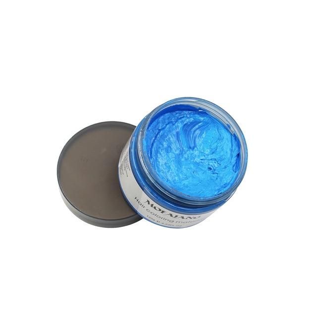 Blue Temporary Hair Color Wax – 120g | Mofajang Temporary Hair Dye for all Hair Types | No Bleach, No Damage on Natural Hair/ Relaxed Hair | Easy Wash Out | Unisex Styling Wax- Natural Hairstyle Cream