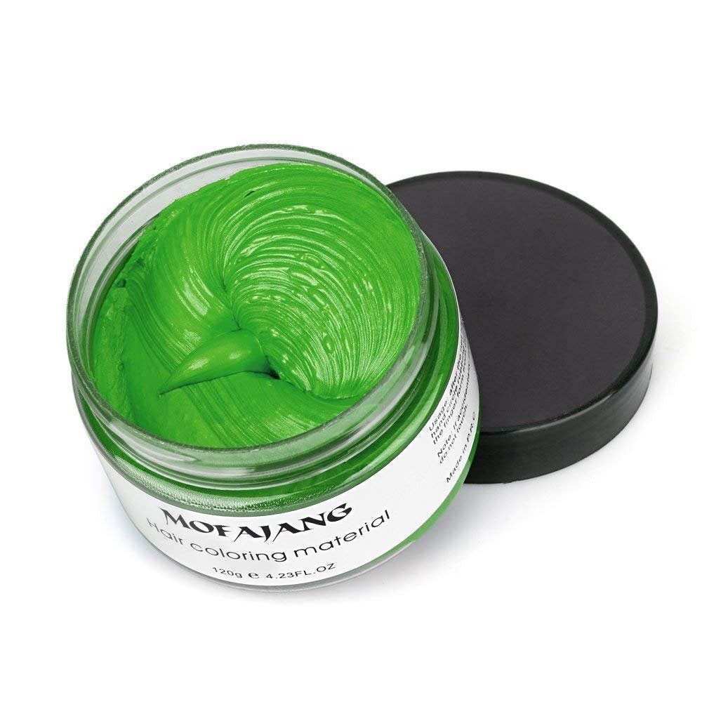 Green Hair Color Wax – Mofajang Temporary Hair Dye for Natural, Relaxed, Braided Hair| No Bleach |Washable Hair Paint for Events & Daily Use- Safe Hair Color for Kids- Hair Styling Wax- Green hair dye