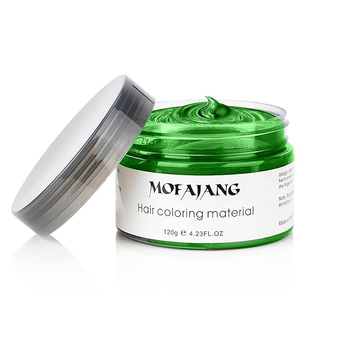 Green Hair Color Wax – Mofajang Temporary Hair Dye for Natural, Relaxed, Braided Hair| No Bleach |Washable Hair Paint for Events & Daily Use- Safe Hair Color for Kids- Hair Styling Wax- Green hair dye