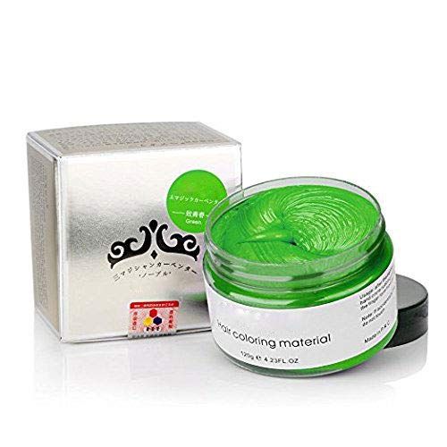 Green Hair Color Wax – Mofajang Temporary Hair Dye for Natural, Relaxed, Braided Hair| No Bleach |Washable Hair Paint for Events & Daily Use- Safe Hair Color for Kids- Hair Styling Wax- Green hair dye