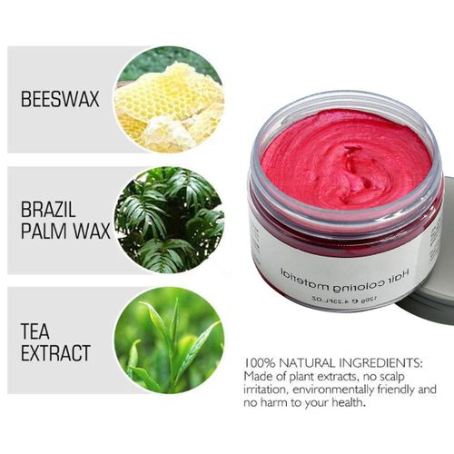 Red Temporary Hair Color Wax– Natural Hair Styling & Coloring Wax - Maroon Hair Dye for Natural Hair, Dreadlocks and artificial dreadlocks-  Easy to washout - Hot pink burgundy hair dye- Red hair dye.