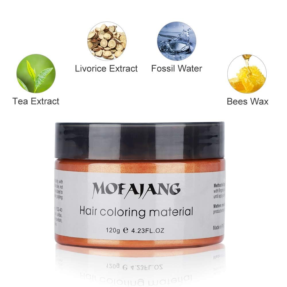 Orange Temporary Hair Color Wax– Natural color with no bleaching effect - Orange Hair Dye for Natural Hair, 4c Hair, Curly Hair, Dreadlocks and artificial dreads - Copper hair colour - Ginger hair dye