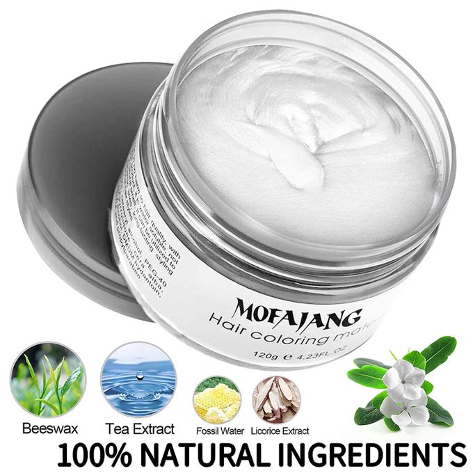 White Hair Dye- 120ml Temporary Hair Color Wax- Instant White Hair Color for Men Women/ Simple to Use/ Long Lasting- Fast Acting/ Natural Ingredients-  No Bleach | Easy Wash-Out | Styling & Coloring