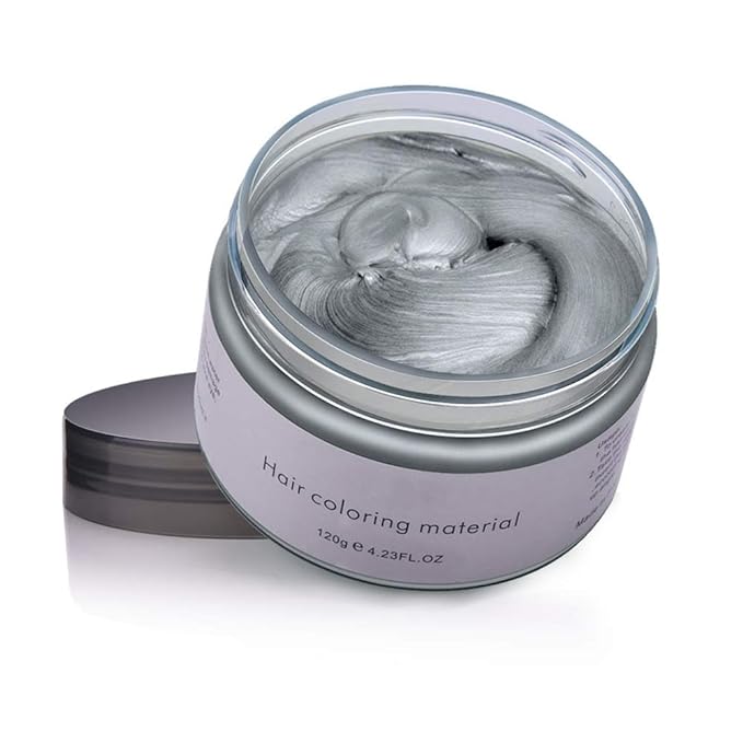 Grey Hair Dye- 120ml Temporary Hair Color Wax- Instant Silver Hair Color for Men Women- Ash gyey dye/ Simple to Use- Fast Acting/ Natural Ingredients-  No Bleach | Easy Wash-Out | Styling & Coloring