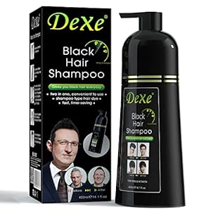 Dexe Black Shampoo Hair Dye- 400ml- Instant Black Hair Color for Men Women/ Black Hair Color/ Simple to Use/ Long Lasting- Fast Acting/ Natural Ingredients- No Hair Damage, Infused Natual Ingredients