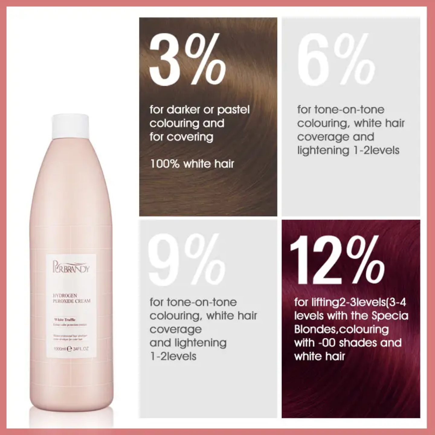 1000ml Go Care Hydrogen Peroxide Cream Developer– Hair lightening Extra Thick Formula for Salon & Large-Scale Hair Coloring – Professional Bleach- Blonde Hair Dye- Hair Bleaching- White Hair lightener