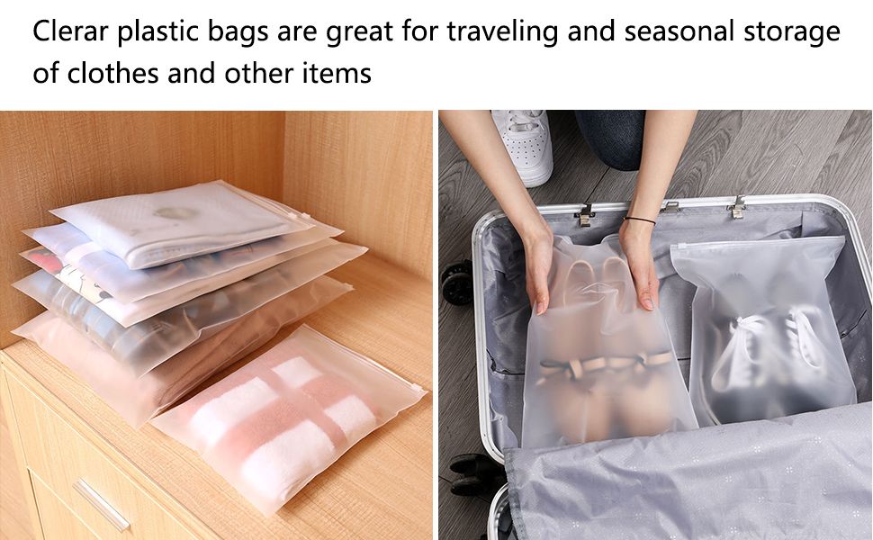 50x70cm Large Frosted Ziplock Storage Bag – Reusable Transparent Reusable Frosted Ziplock Bags with Slider Seal – For packaging Clothes, Bedding, Pillows, Travel items- Waterproof Heavy Duty Plastic.