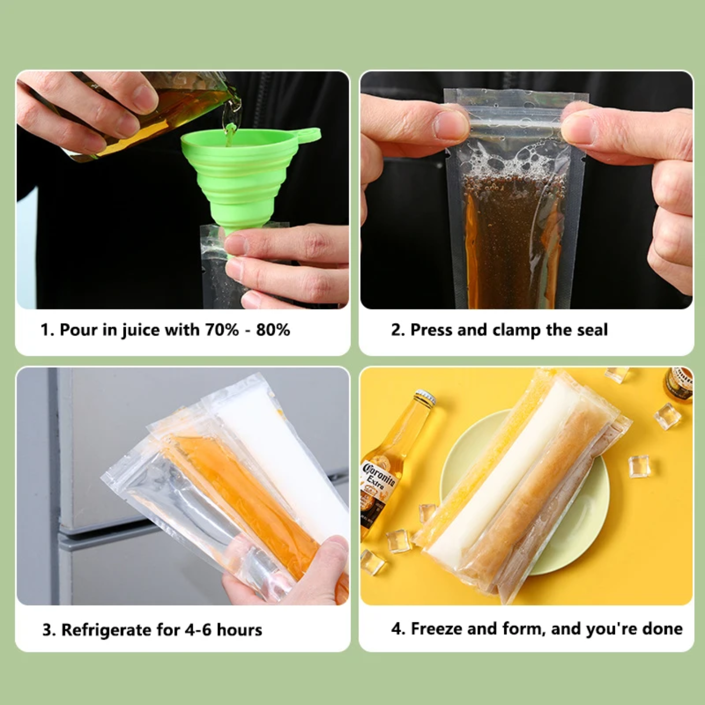 100pcs Ice pops Packaging Bags-Reusable Popsicle Mold bags- Ziplock Seal for Frozen Treats, Parties, Small Business, Hawking & More - BPA-Free