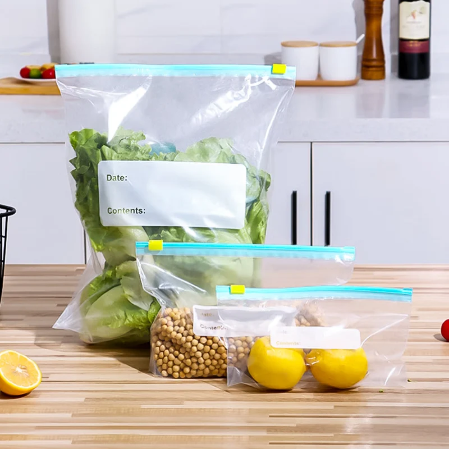 30pcs/20pcs/10pcs Zip Bags Ziplock Fridge Storage Bags Double-layer Zipper Food Storage Bag For Food Refrigerator Sealed Bag Kitchen Storage- 3 Sizes Ziplock Fridge Bags- Food Packaging Bags- Reusable