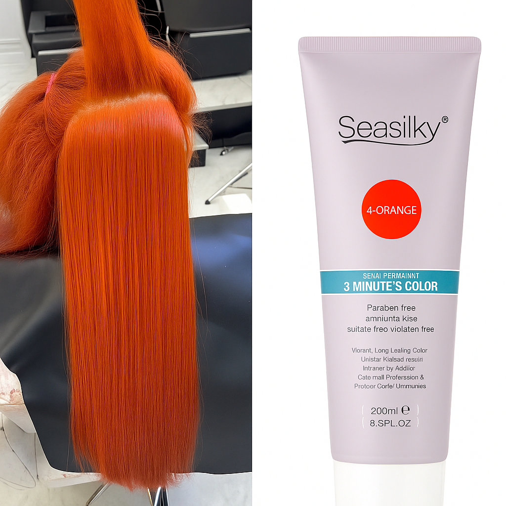 Orange Hair Dye + FREE Developer + FREE Hair Lightening Powder + FREE Gloves -Copper Semi-permanent Hair Colour- Ginger Hair Dye -Long Lasting- Hair Color Conditioner- Maintains orange hair- No Damage