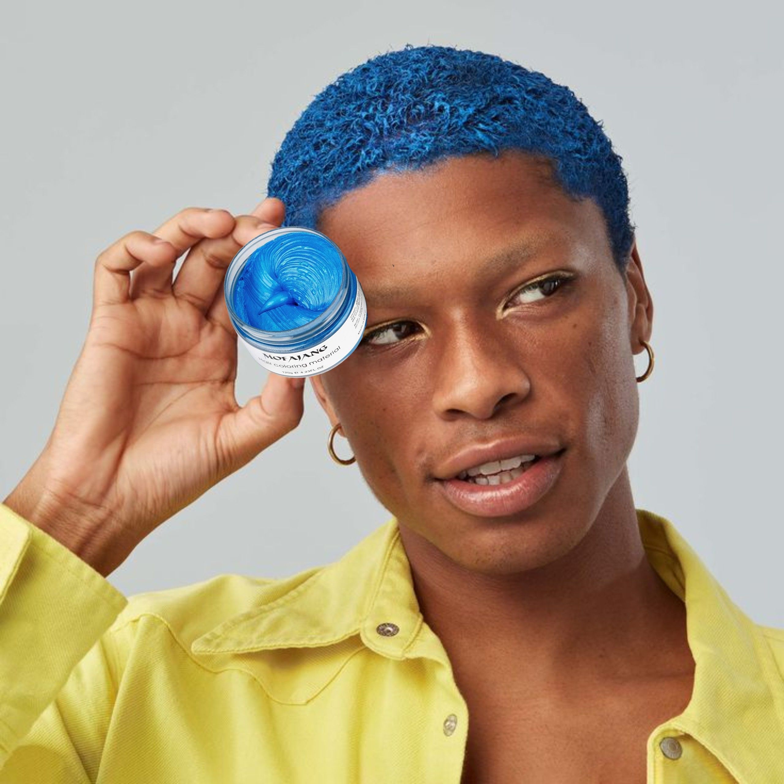 Blue Temporary Hair Color Wax – 120g | Mofajang Temporary Hair Dye for all Hair Types | No Bleach, No Damage on Natural Hair/ Relaxed Hair | Easy Wash Out | Unisex Styling Wax- Natural Hairstyle Cream