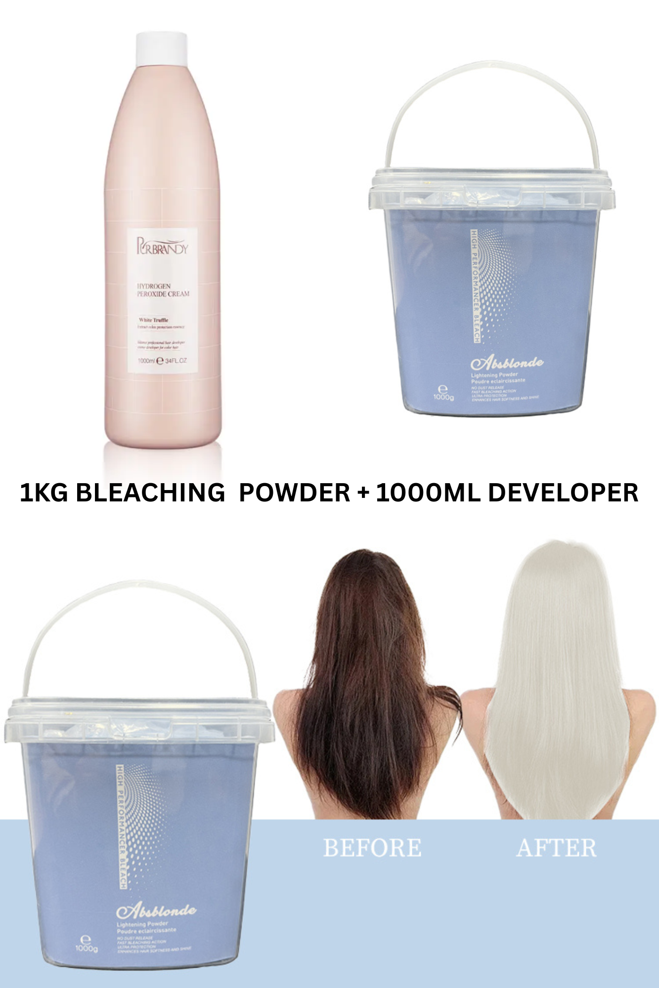 5-in-1 Orange Hair Dye Deal – 2x Semi-Permanent Dyes (260ml Each) + 1kg Bleach Powder + 1000ml Developer + Free Gloves + FREE Instructions – Salon & Home Value Pack- Ginger Hair Dye- Orange Hair Color