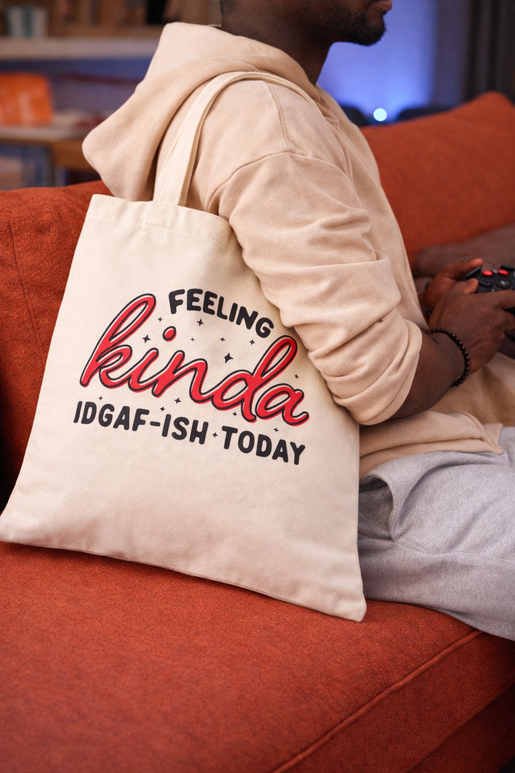 Beige Cotton Canvas Tote Bag- Eco-Friendly Reusable Shoulder Bag, Lightweight Street Style Statement Bag for Work, School, Travel & Daily Essentials- tote bag student handbag- Spacious 35×40cm size