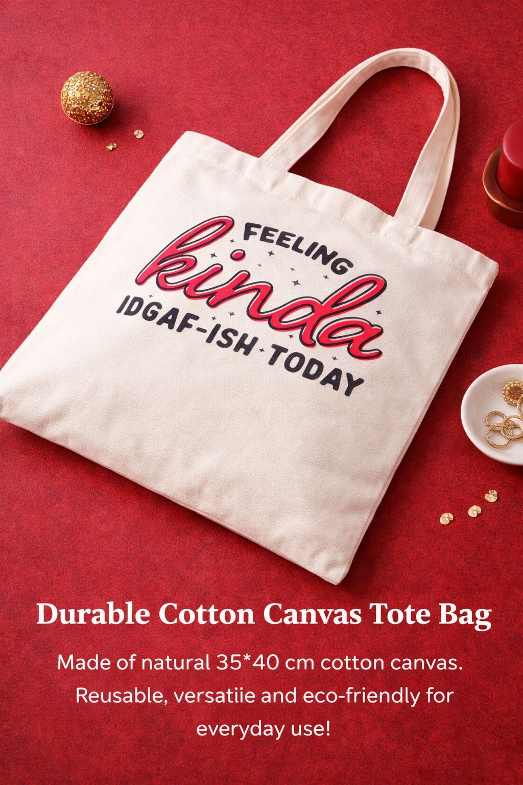 Beige Cotton Canvas Tote Bag- Eco-Friendly Reusable Shoulder Bag, Lightweight Street Style Statement Bag for Work, School, Travel & Daily Essentials- tote bag student handbag- Spacious 35×40cm size