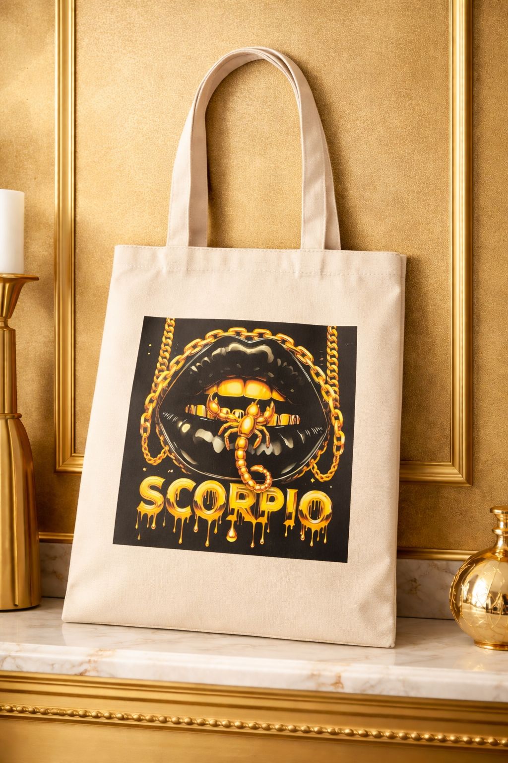 Local fast delivery Ladies Shoulder Casual Portable Tote Bag- Scorpio girl Handbags for Ladies- Cotton Canvas Tote Bags- Crossbody Bags for Women- Female Handle Shoulder Bag- Hot fashion Beige bag