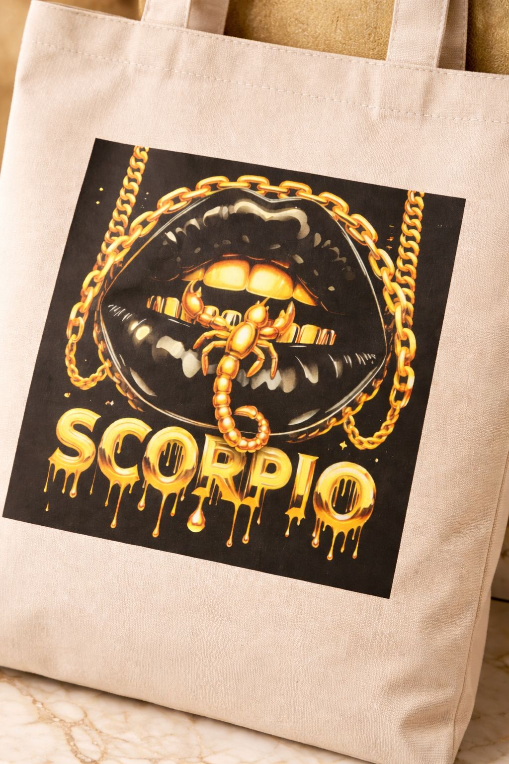 Local fast delivery Ladies Shoulder Casual Portable Tote Bag- Scorpio girl Handbags for Ladies- Cotton Canvas Tote Bags- Crossbody Bags for Women- Female Handle Shoulder Bag- Hot fashion Beige bag