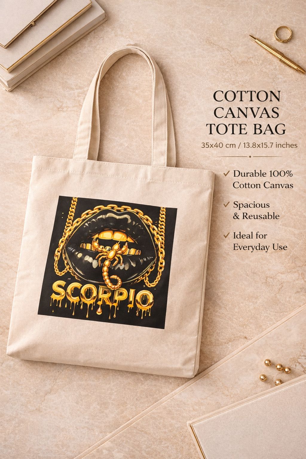 Local fast delivery Ladies Shoulder Casual Portable Tote Bag- Scorpio girl Handbags for Ladies- Cotton Canvas Tote Bags- Crossbody Bags for Women- Female Handle Shoulder Bag- Hot fashion Beige bag